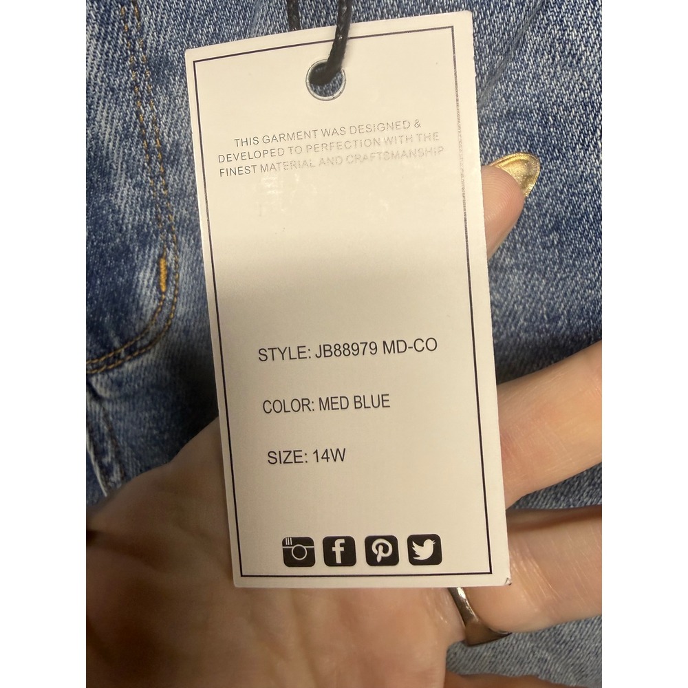 Judy Blue Mid Rise Medium Wash Distressed Hem Kick Flare Jeans JB88979 14W - Picture 5 of 10